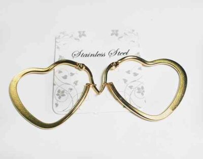 Cod.JYM-861-4 Argolla con forma de corazón dorado 30mm