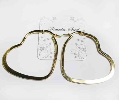 Cod.JYM-861-5 Argolla de acero con forma de corazón dorada 40mm