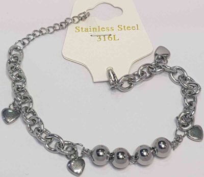Cod.ACERO-13 Pulsera de acero con dije