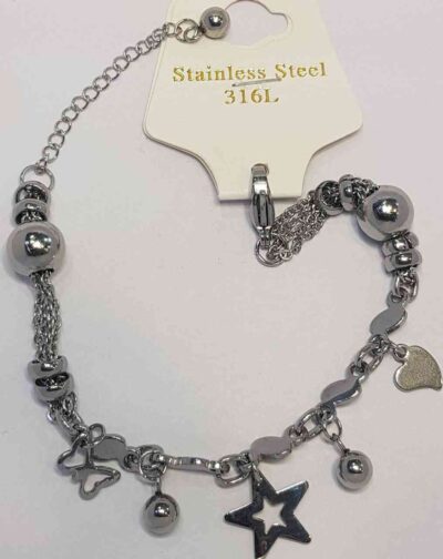 Cod.ACERO-14 Pulsera de acero con dije