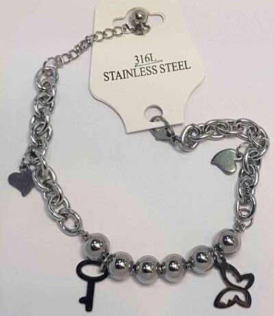 Cod.ACERO-15 Pulsera de acero con dije