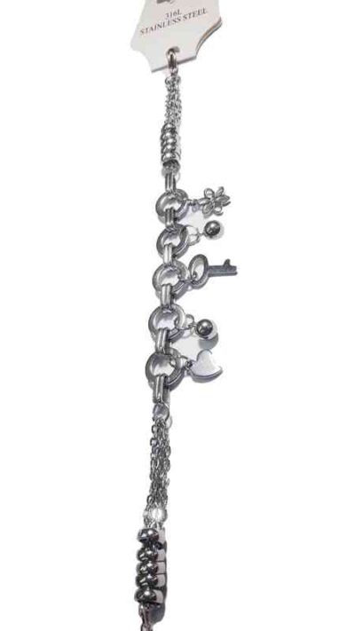 Cod.ACERO-26 Pulsera de acero con dije