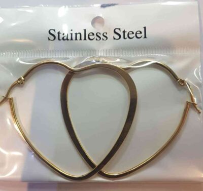 Cod.JYM-861_6 Aros de acero dorado CORAZON GRANDE 50cm