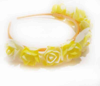 Cod.Vincha-003 Vincha con flor color amarillo
