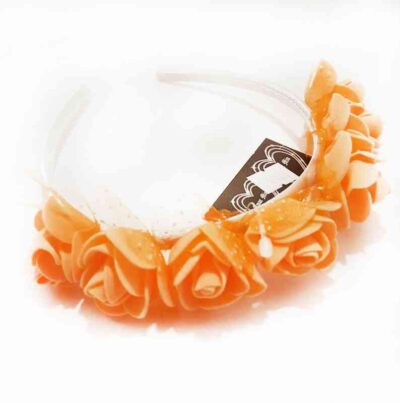 Cod.Vincha-011 Vincha con flor y tul color naranja