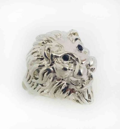 Cod.Anillo-015 Anillo con cara de leon plateado
