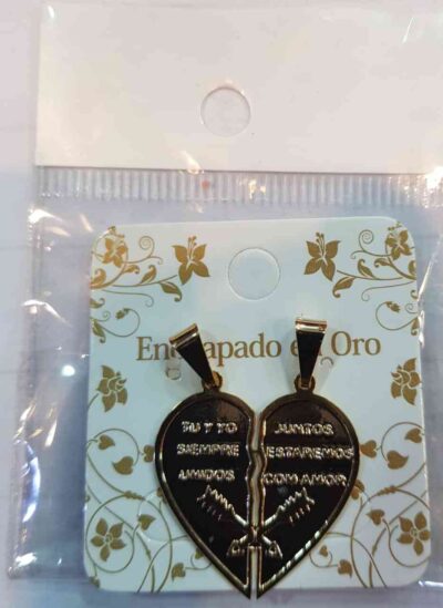 Cod.Dije-027 Dije con forma de corazon partido en chado en oro 14 kl