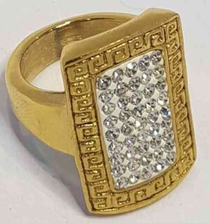 COD AMSA 581 ANILLOS DE ACERO DORADOS CON STRASS