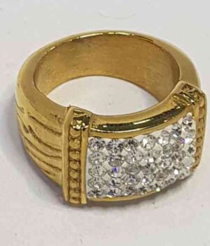 COD AMSA 581 ANILLOS DE ACERO DORADOS CON STRASS