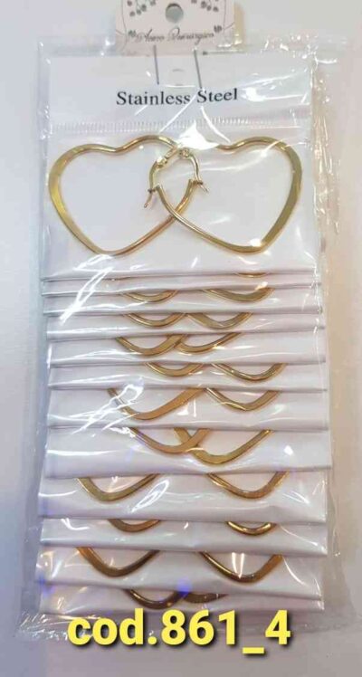 COD.JYM-861_4 AROS DE ACERO DORADO CORAZON MEDIANO