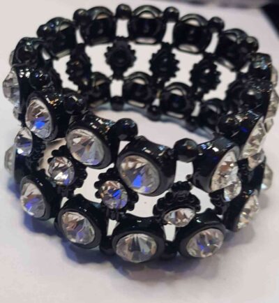 COD AMSA 2046 PULSERAS ESMALTADAS NEGRAS CON STRAS
