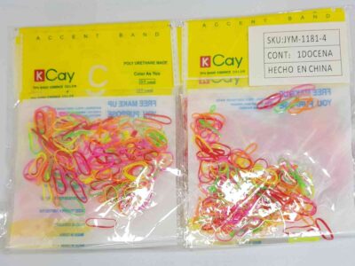 COD.JYM.1181-4 GOMITAS PARA TRENZAS DE PELO PAQUETE X 12