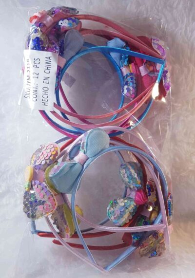 COD JYM 2118 VINCHAS CON MOÑO Y LENTEJUELAS PAQ. X DOC.