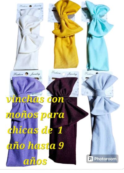 vinchas con moño para nenas x docena