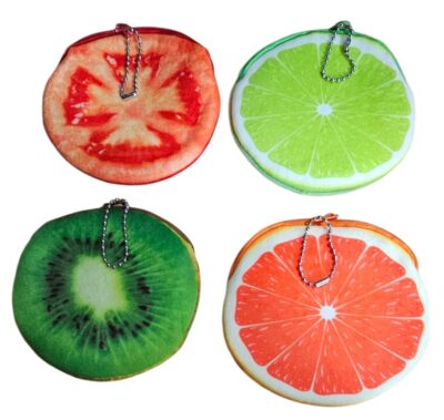 monederos frutas poliester x docena