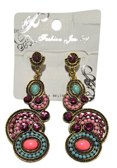 Aros con stras mostacillas y piedras