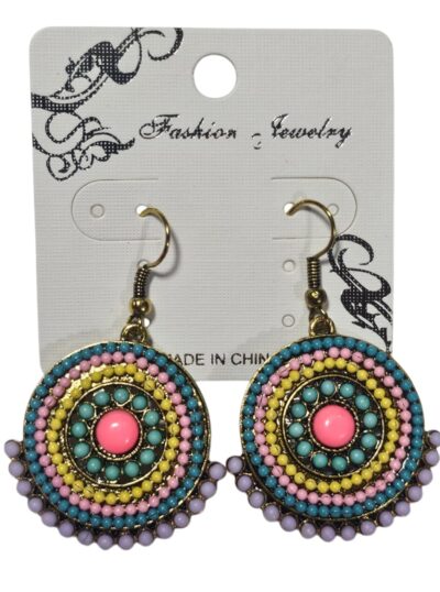aros con mostacilla y piedra indiao producto