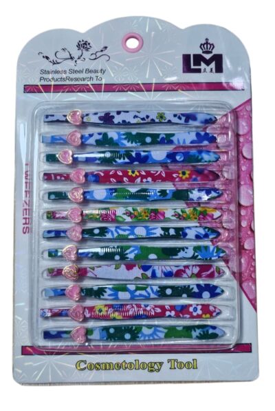 pinzas animal print de depilar punta recta8cm bister x 12