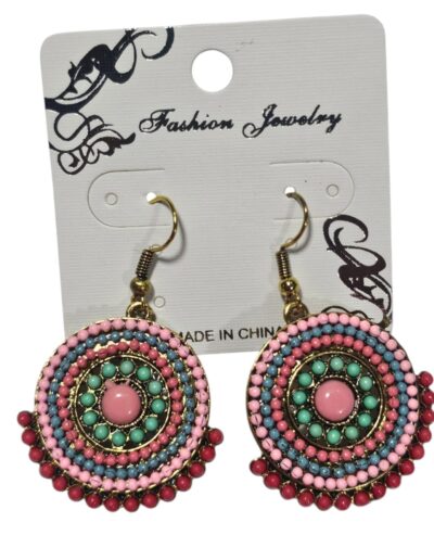 aros con mostacilla y piedra india