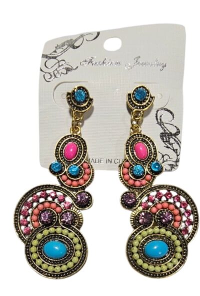 Aros con stras mostacillas y piedras