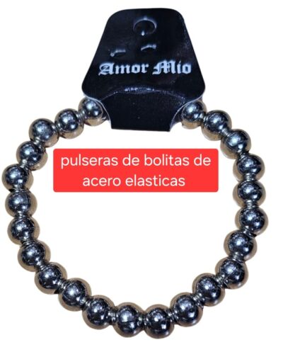 pulseras con bolitas de acero x uni.