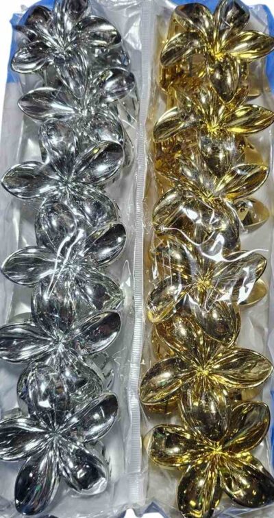 broches hawaiianas grandes cdorados y plateados paquetex 12