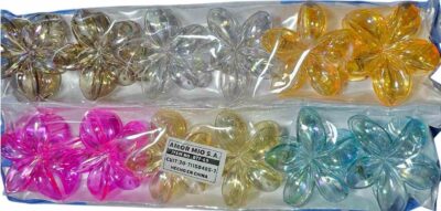 broches hawaiianas grandes colores paquete x 12