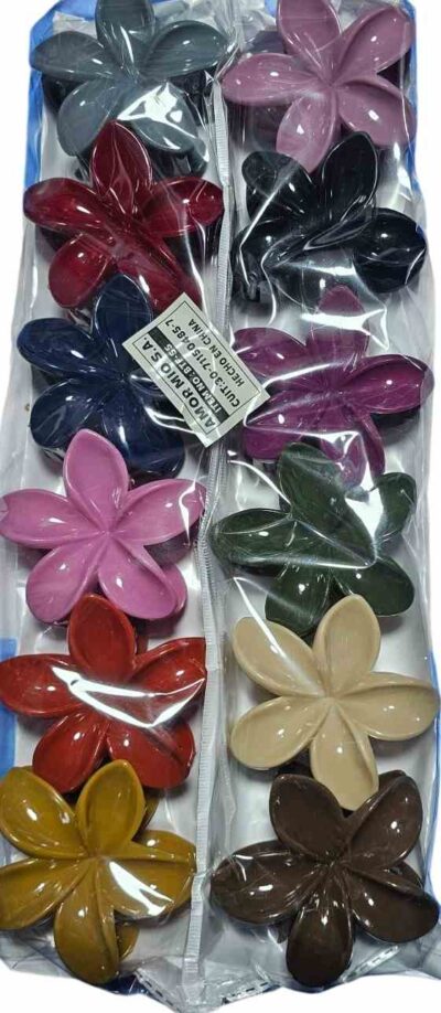 broches hawaiianas grandes colores paquete x 12