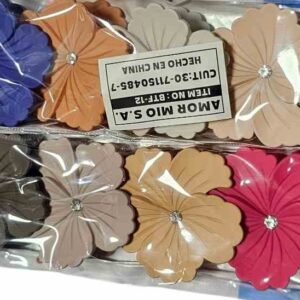 cod amsa 2026-12 broches  con flor y estras    paquete x 12