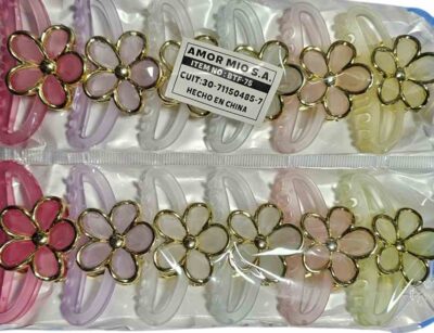 broches hawaiianas medianas flores paquete x 12